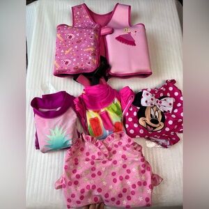 Disney Pink Minnie Mouse Swimwear 3T Girls Life Vest Beach Summer Rushguard